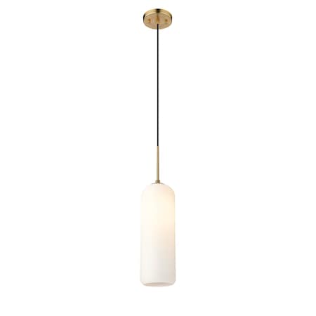 Z-Lite Monty 1 Light Pendant, Heritage Brass & Matte Opal 732P22-HBR